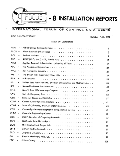FOCUS-8_Installation_Reports_Oct72