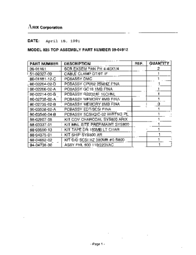 A1000_Parts_List