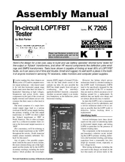 k7205 - In-circuit LOPT-FBT Tester