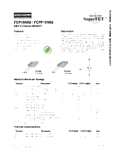 fcp16n60_fcpf16n60