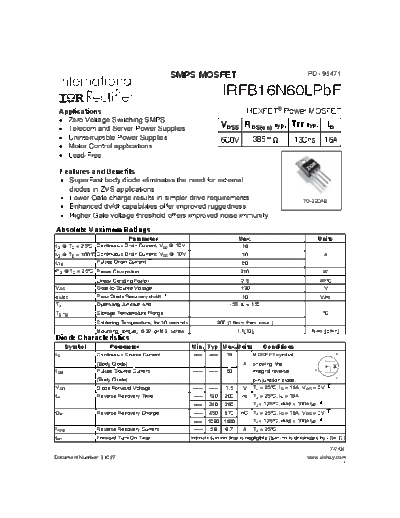 irfb16n60lpbf