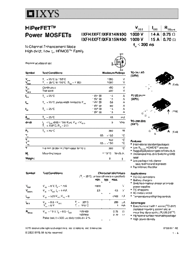 ixfh14n100_ixft14n100_ixfx14n100_ixfh15n100_ixft15n100_ixfx15n100