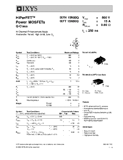 ixfh15n80q_ixft15n80q