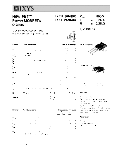 ixfh26n60q_ixft26n60q