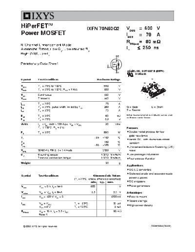 ixfn70n60q2