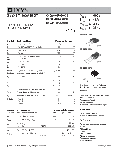 ixga48n60c3-ixgh48n60c3-ixgp48n60c3