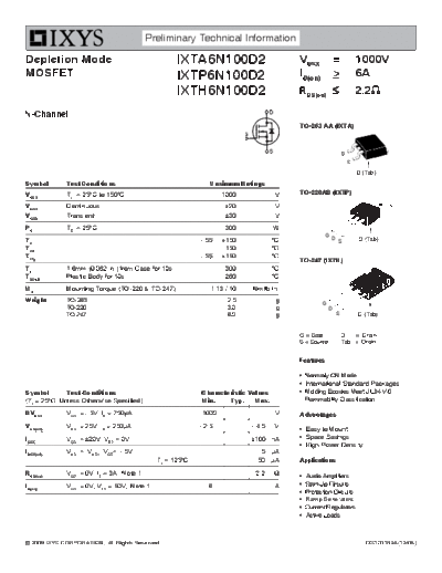 ixta6n100d2-ixtp6n100d2-ixth6n100d2