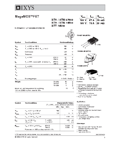 ixth67n10_ixtm67n10_ixth75n10_ixtm75n10_ixtt75n10