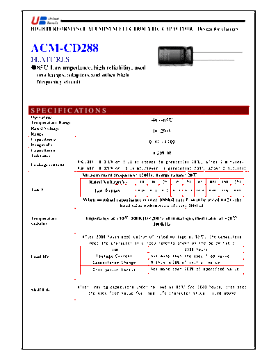 UB [radial thru-hole] ACM-CD288 Series