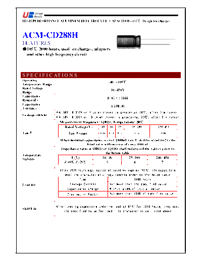 UB [radial thru-hole] ACM-CD288H Series