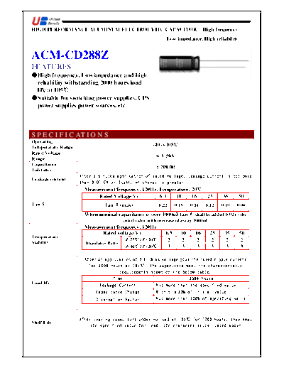 UB [radial thru-hole] ACM-CD288Z Series