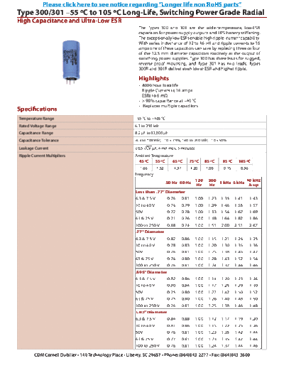 CDE [radial thru-hole] 300-301 Series