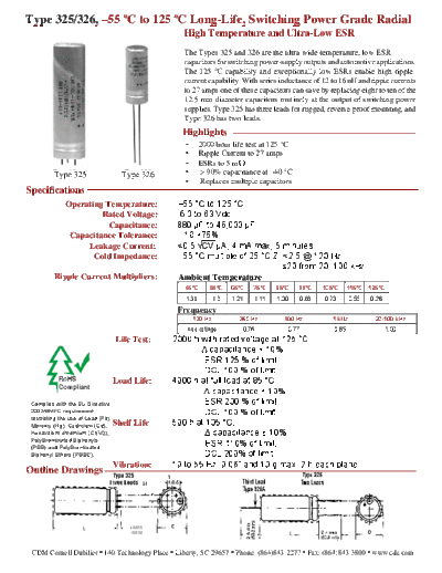 CDE [radial thru-hole] 325-326 Series