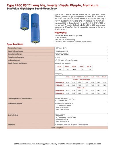CDE [radial thru-hole] 420C Series