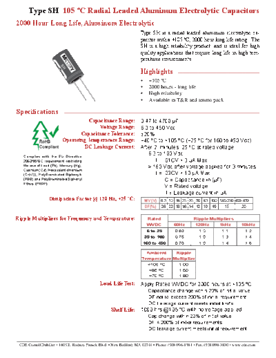 CDE [radial thru-hole] SH Series