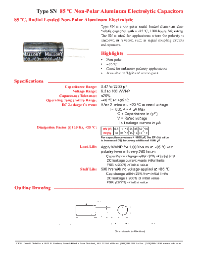 CDE [radial thru-hole] SN Series