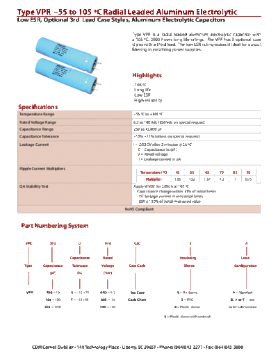 CDE [radial thru-hole] VPR Series