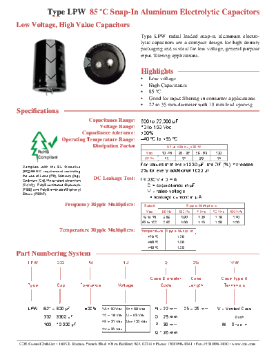 CDE [snap-in] LPW Series
