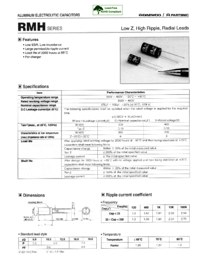 Daewoo-Partsnic [radial thru-hole] RMH Series