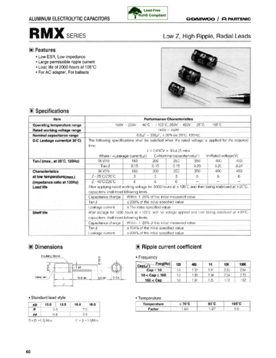 Daewoo-Partsnic [radial thru-hole] RMX Series