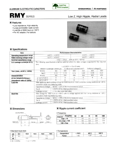 Daewoo-Partsnic [radial thru-hole] RMY Series