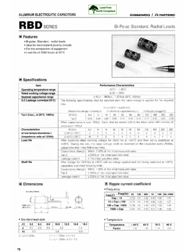 Daewoo-Partsnic [radial thru-hole] RBD SERIES