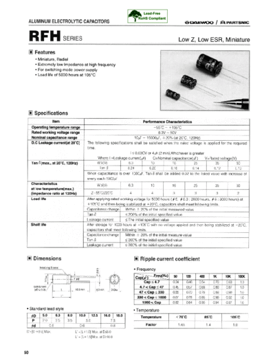 Daewoo-Partsnic [radial thru-hole] RFH SERIES
