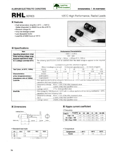 Daewoo-Partsnic [radial thru-hole] RHL Series