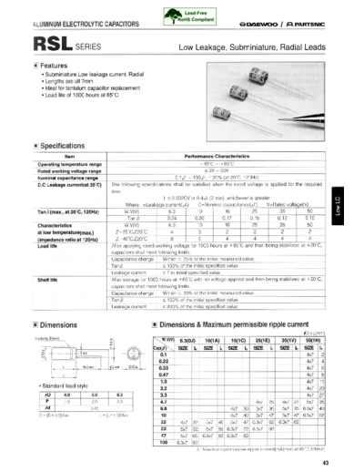 Daewoo-Partsnic [radial thru-hole] RSL Series