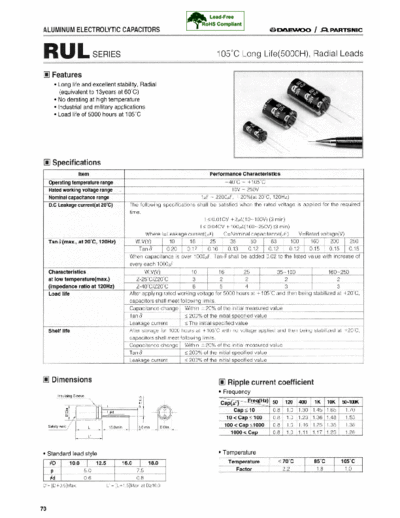 Daewoo-Partsnic [radial thru-hole] RUL Series