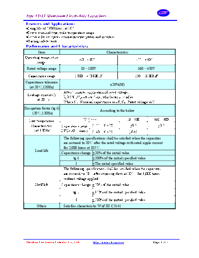 Elecap [lug terminals] CD13 Series