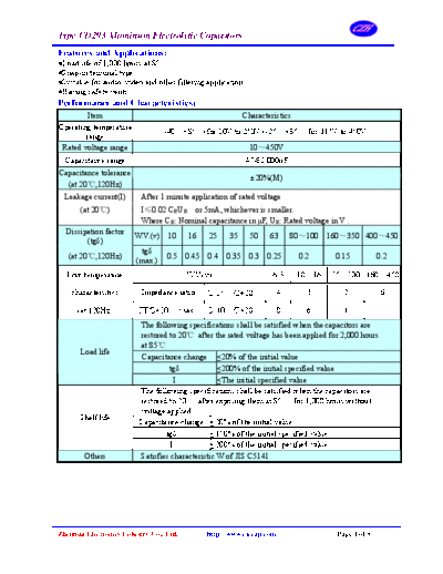 Elecap [snap-in] CD293 Series