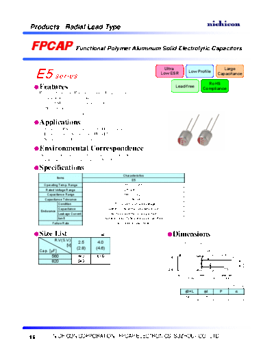 FPCAP [polymer thru-hole] Type RE - E5 Series