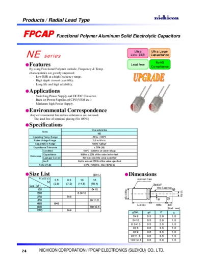 FPCAP [polymer thru-hole] Type RE - NE Series