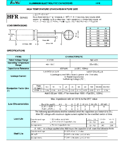 FuhYin [radial thru-hole] HFR series