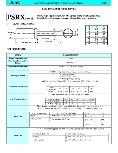 FuhYin [radial thru-hole] PSRX series