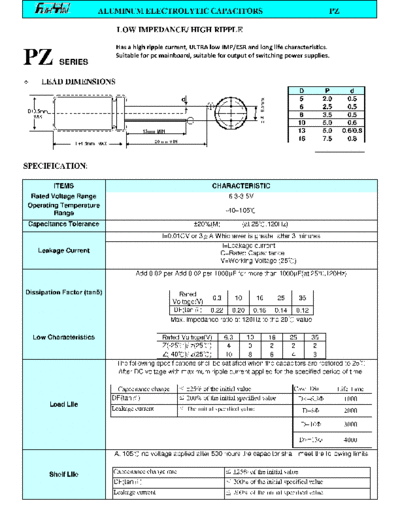 FuhYin [radial thru-hole] PZ series