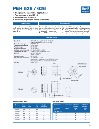 Kemet [snap-in] PEH526 Series