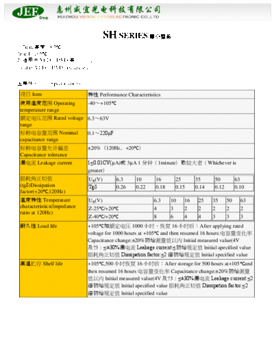JEE [radial thru-hole] SH series
