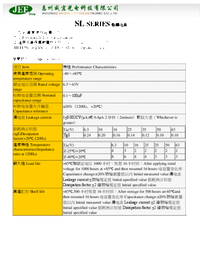 JEE [radial thru-hole] SL series
