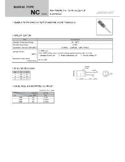 Jamicon [non-polar thru-hole] NC Series
