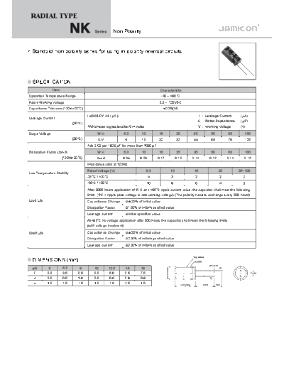 Jamicon [non-polar thru-hole] NK Series