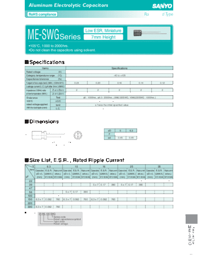 Sanyo [radial thru-hole] SWG Series
