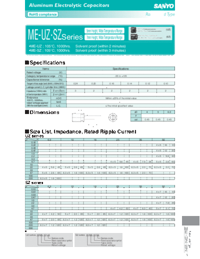 Sanyo [radial thru-hole] UZ-SZ Series