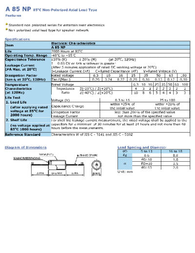 Wincap [non-polar axial] A85NP Series