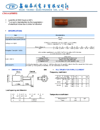 TW [radial thru-hole] CD114 Series
