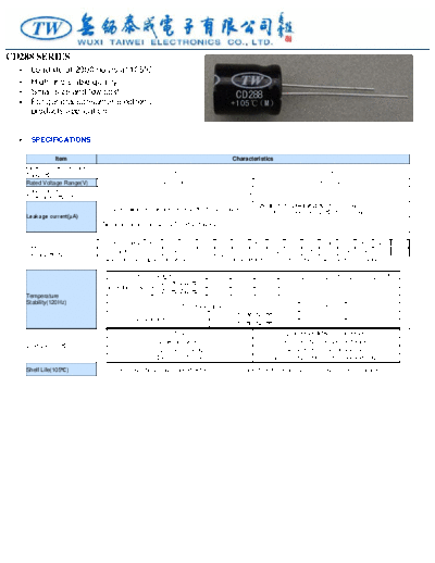 TW [radial thru-hole] CD288 Series