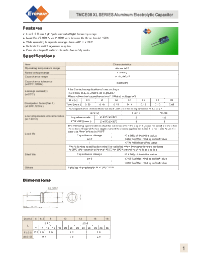 Topmay [radial thru-hole] TMCE08-XL Series