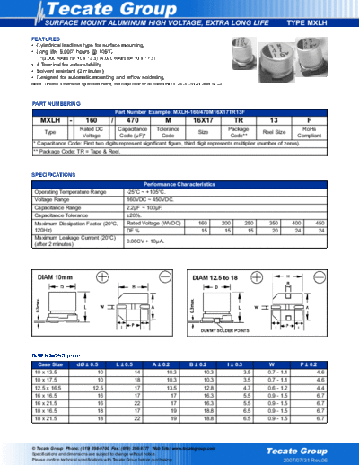 Tecate [smd] MXLH Series