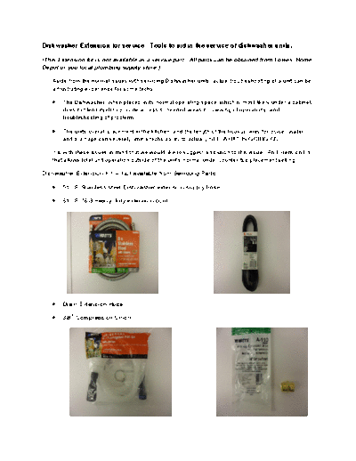 Dishwasher Extension Kit for service